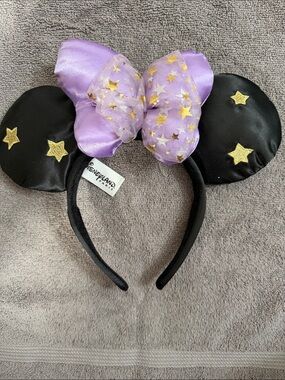 Disney Minnie Paris 25th Anniversary Ears with Purple Bow and Gold Stars